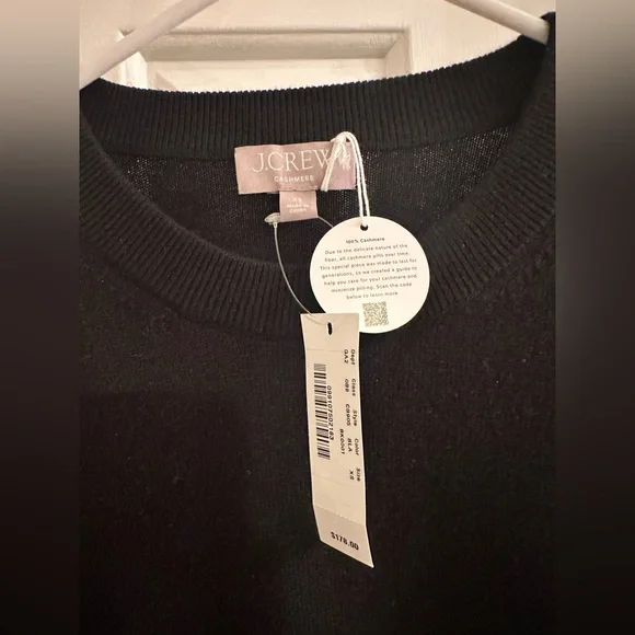 NWT J. Crew $178 100% Cashmere Oversized Crewneck Sweater Black XS (Fits S/M) - Picture 7 of 11